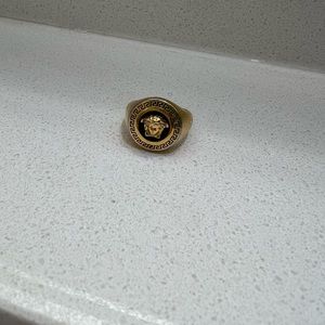 Versace Medusa black and gold ring size 7